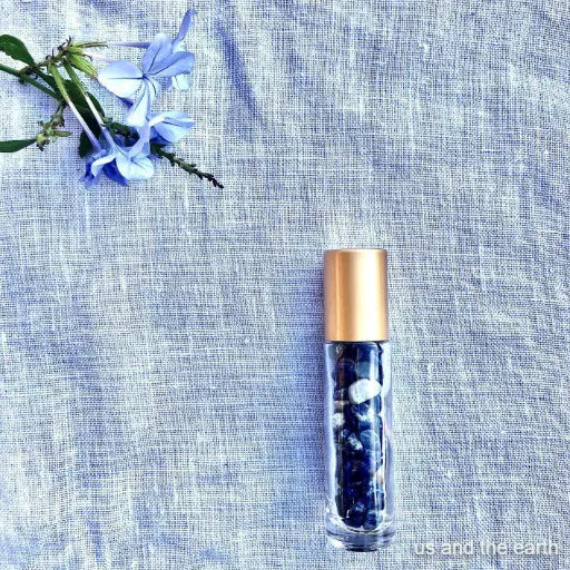 Blue Lapis Crystal Roller Bottle by Us and the Earth - Holistic Aromatherapy and Self-Care