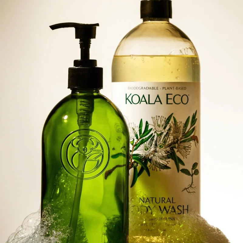 the natural and organic body wash bottle with pump and refillable | us and the earth