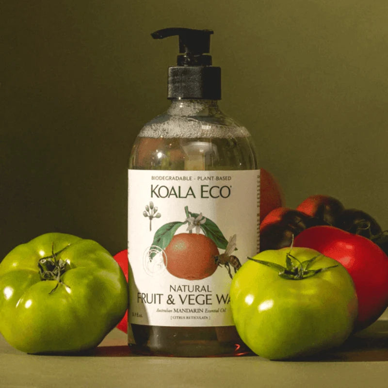 Koala Eco Natural Fruit and Veggie Wash made from plant based and biodegradable ingredients with Australian Mandarin essential oils