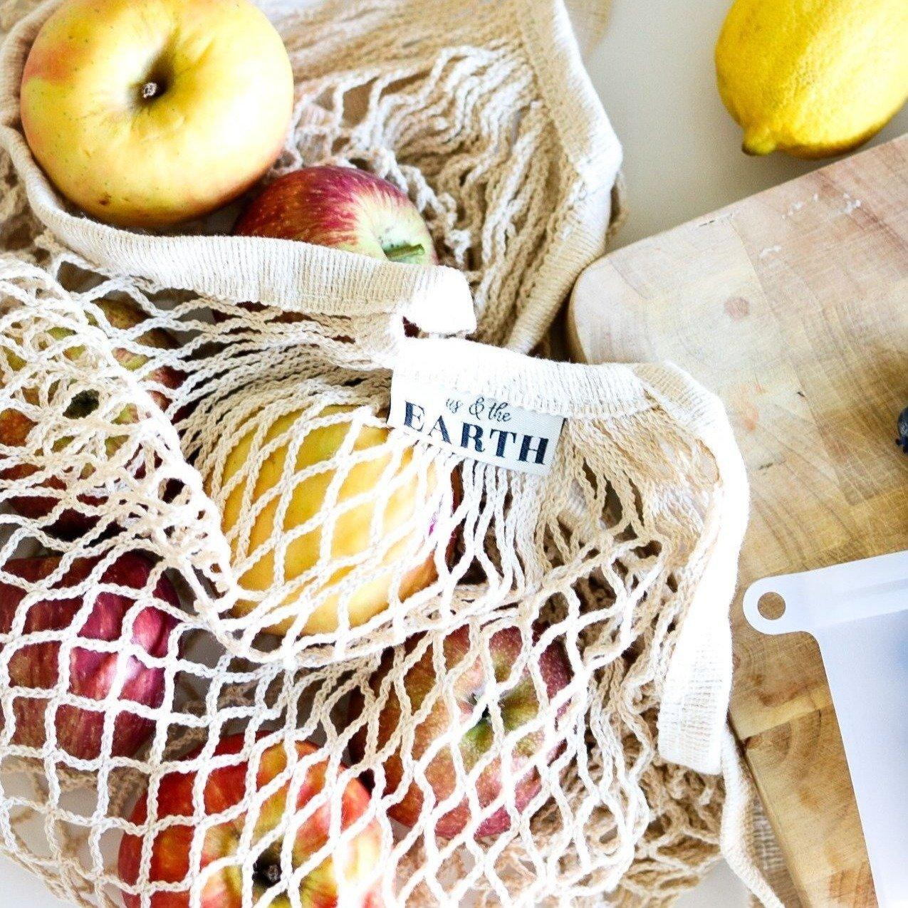 100% Organic Cotton Mesh Shopping Bag - Lightweight & VersatileSustainable Kitchen - Us and the Earth