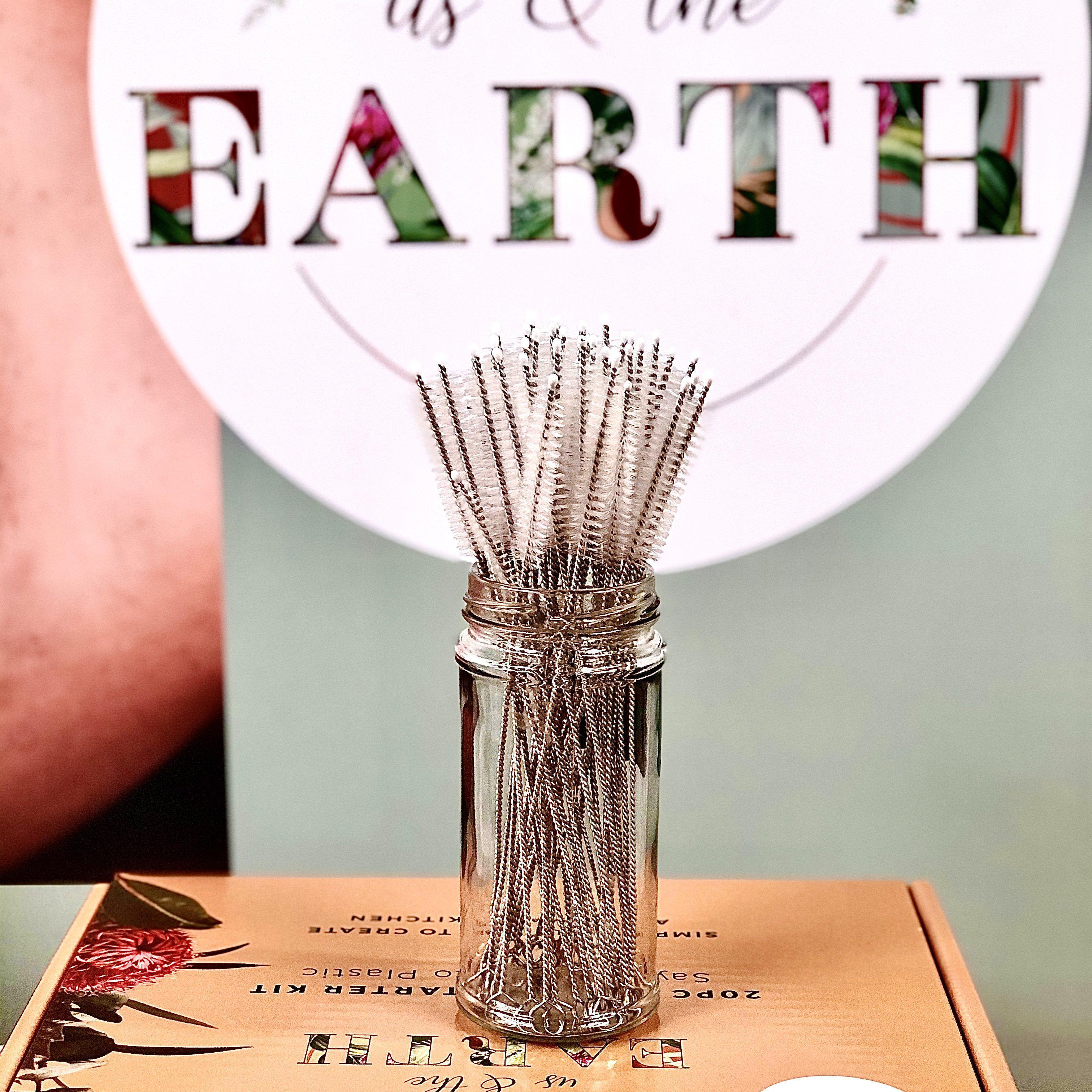 Glass Drinking Straw Set with Metal Straw CleanerSustainable Kitchen - Us and the Earth