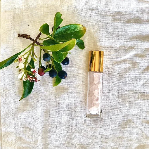 Rose Quartz Crystal Roller Bottle by Us and the Earth - Holistic Aromatherapy and Self-Care
