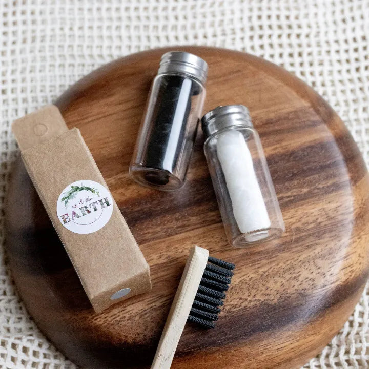 eco smile box dental floss in a bottle and Eco friendly bamboo toothbrush | us and the earth