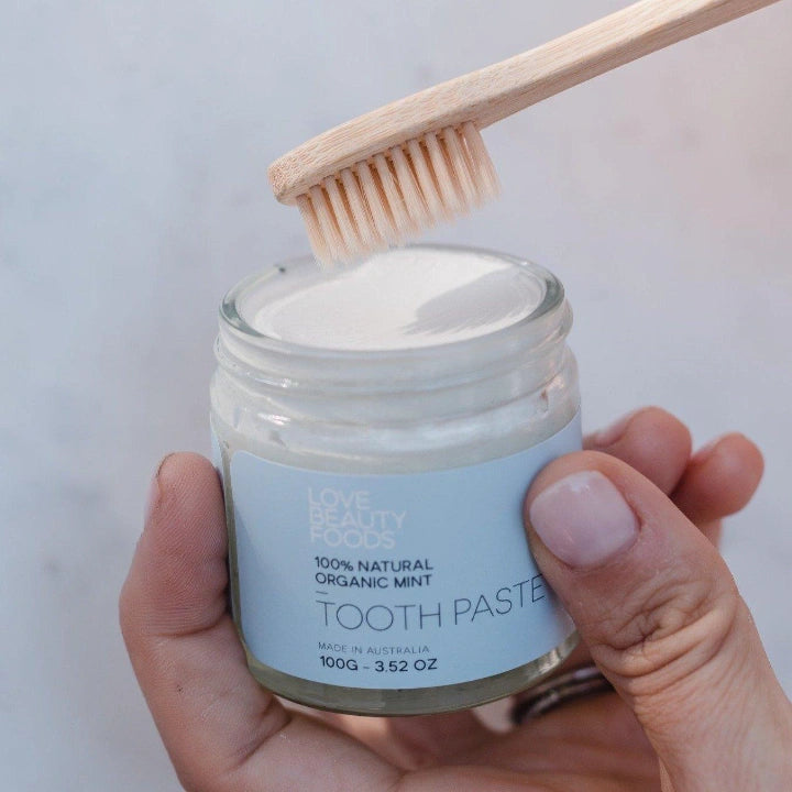 natural organic flavor mint toothpaste with bamboo toothbrush | us and the earth