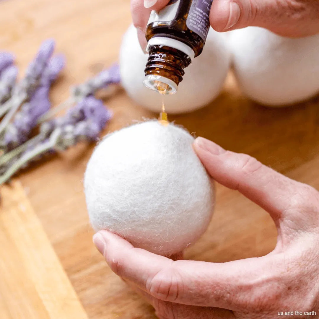 Wool Dryer ball with a drop of essential oil