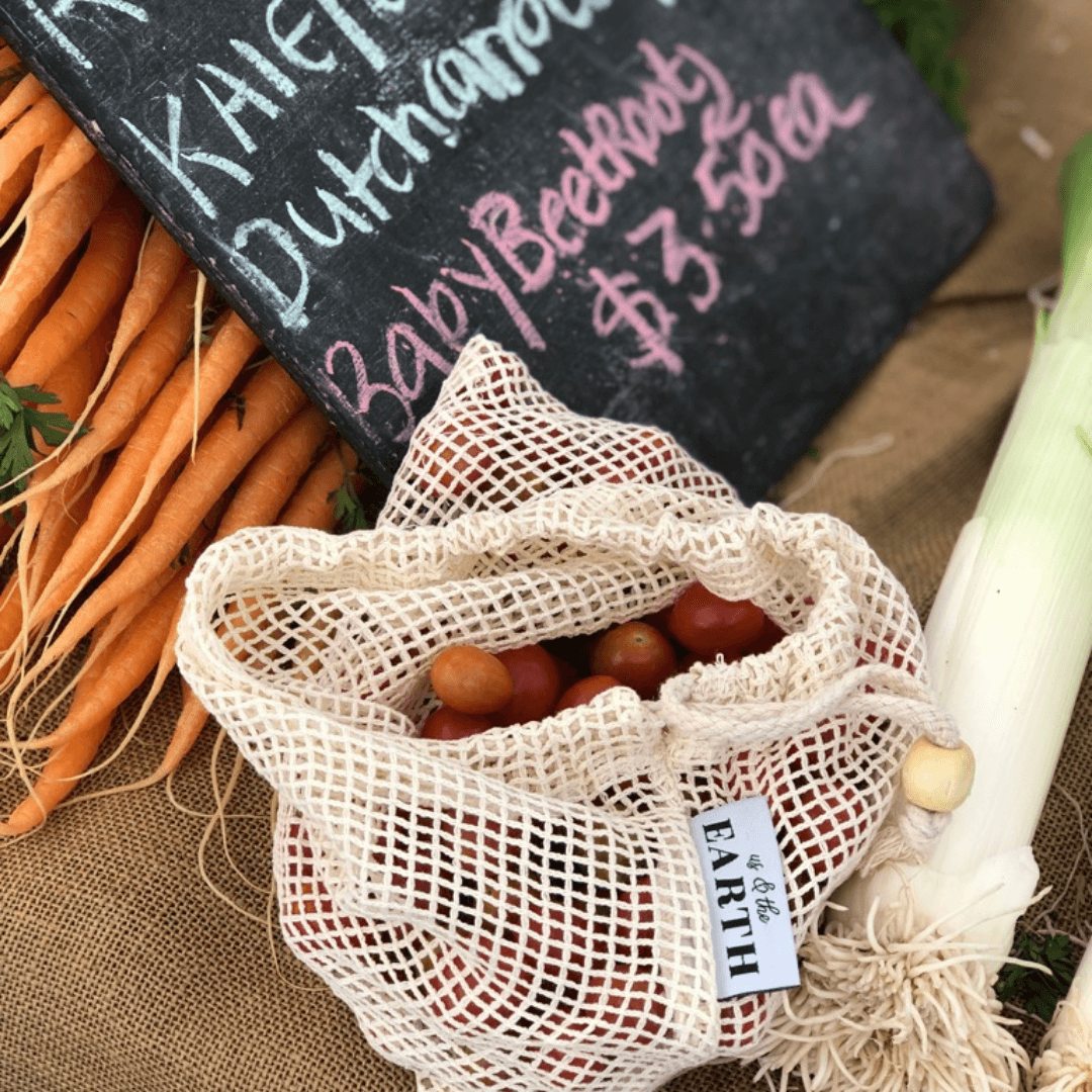 Cotton Reusable Vegetable Bag 100% Organic Open Weave - Set of 3