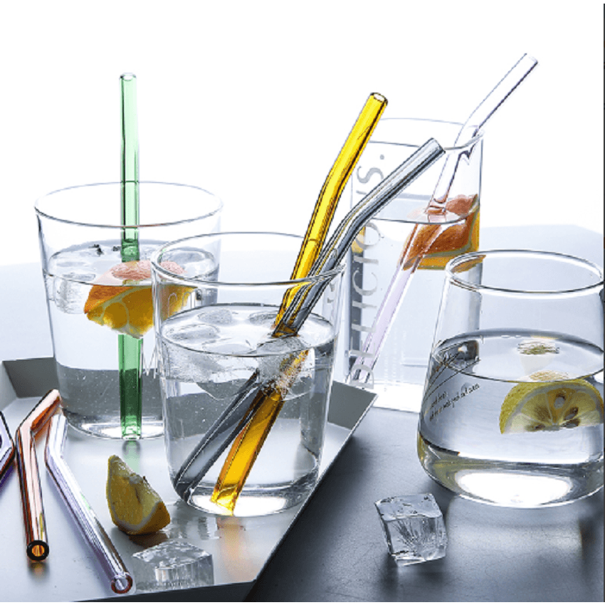 Glass Drinking Straw Set with Metal Straw CleanerSustainable Kitchen - Us and the Earth
