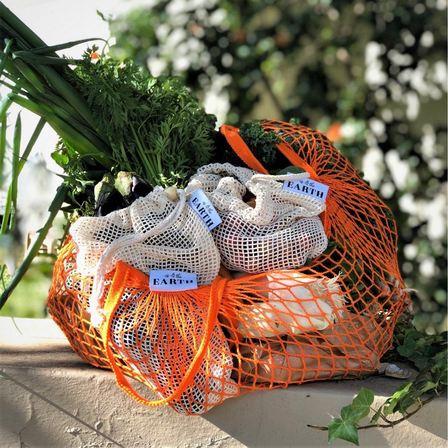 Market Day Shopping Bundle | 6 Produce Bags | Mesh Shopping ToteSustainable Kitchen - Us and the Earth